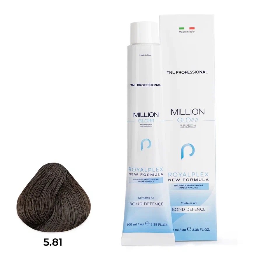 Профессиональные краски для волос:  TNL PROFESSIONAL -  Крем-краска для волос Million Gloss 5.81 Светлый коричневый шоколадный пепельный (100 мл)