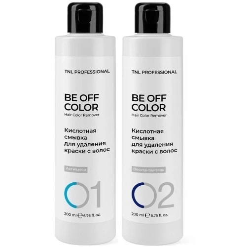 Осветлители для волос:  TNL PROFESSIONAL -  Комплект кислотной смывки для удаления краски с волос Be Off Color: активатор 200 мл + восстановитель 200 мл