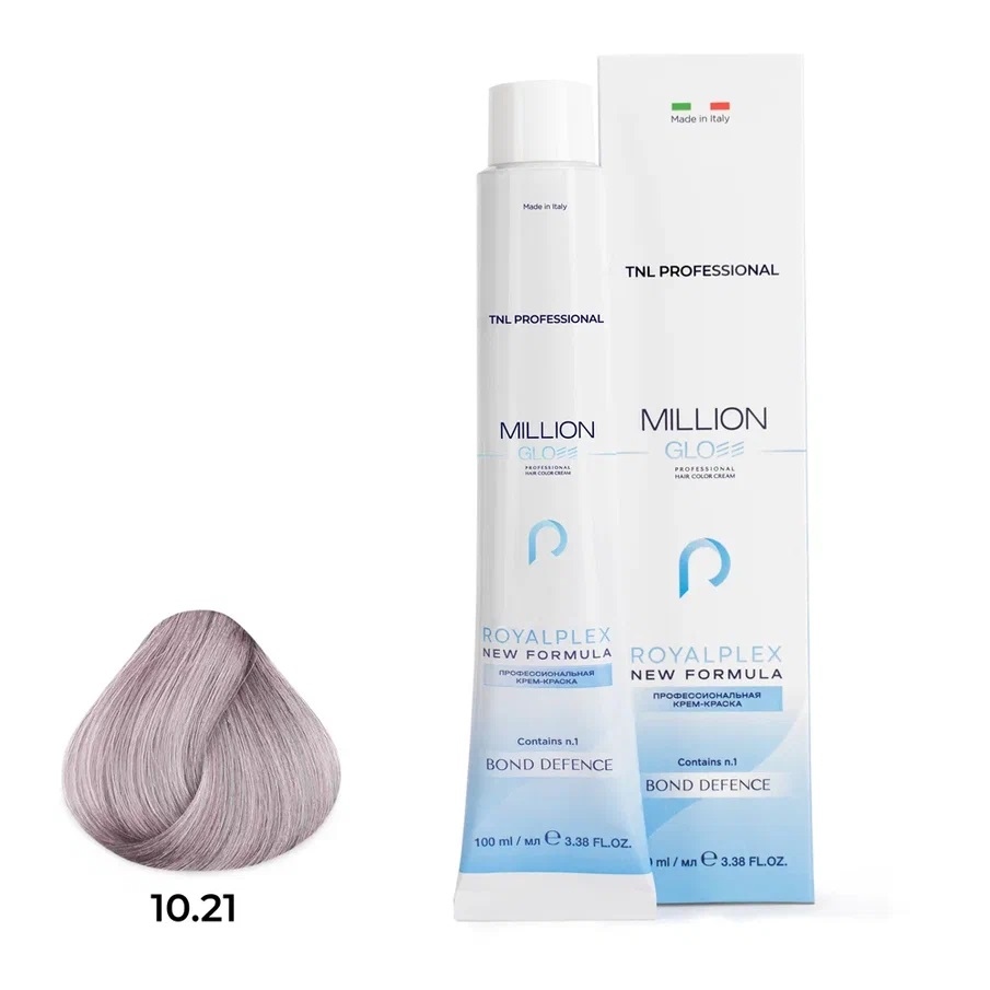 Профессиональные краски для волос:  TNL PROFESSIONAL -  Крем-краска для волос Million Gloss 10.21 Платиновый блонд фиолетовый пепельный  (100 мл)