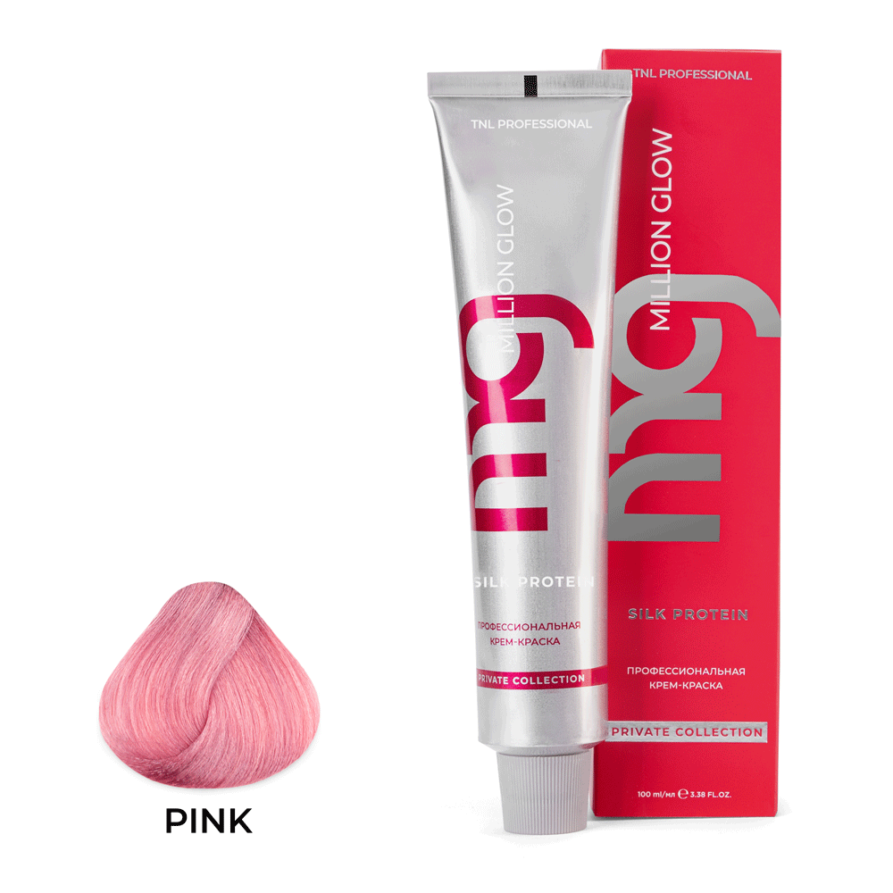 Корректоры краски для волос:  TNL PROFESSIONAL -  Розовый pink корректор Крем-краска для волос TNL Million glow Private Silk protein, 100 мл