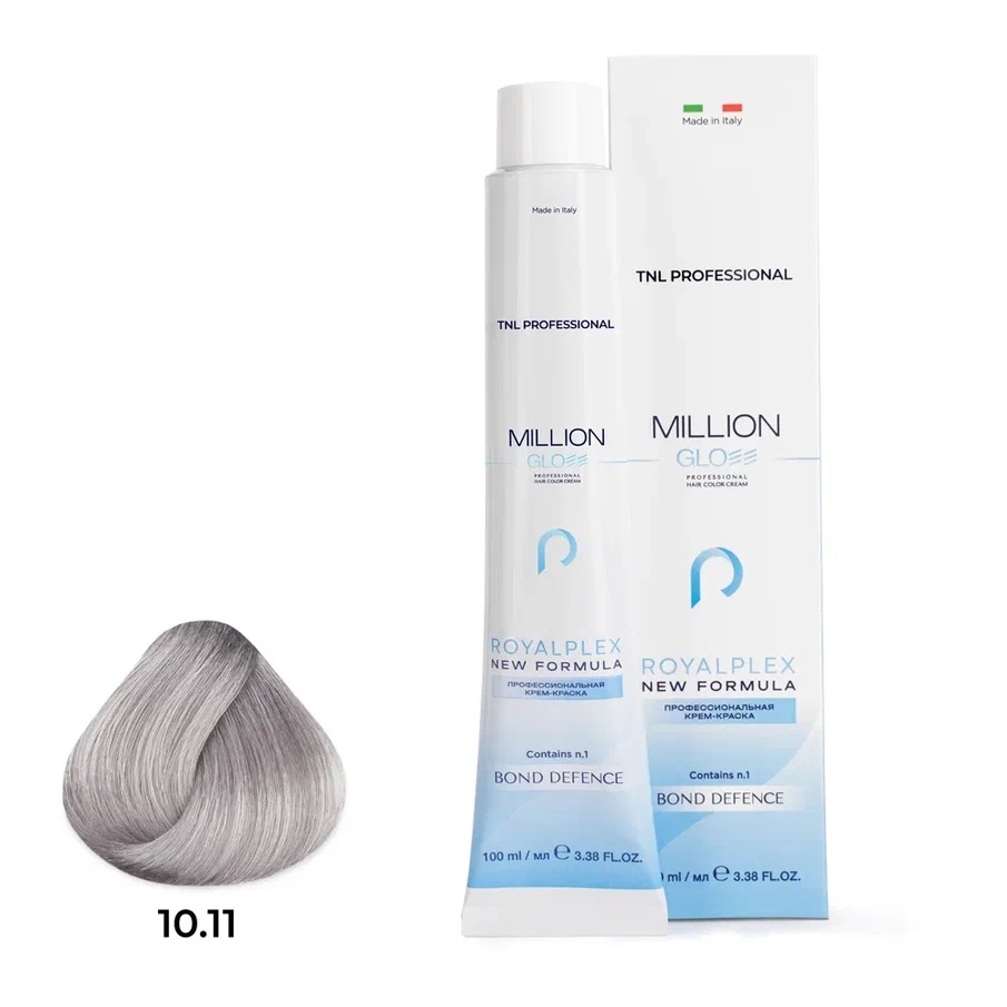 Профессиональные краски для волос:  TNL PROFESSIONAL -  Крем-краска для волос Million Gloss 10.11 Платиновый блонд пепельный интенсивный  (100 мл)