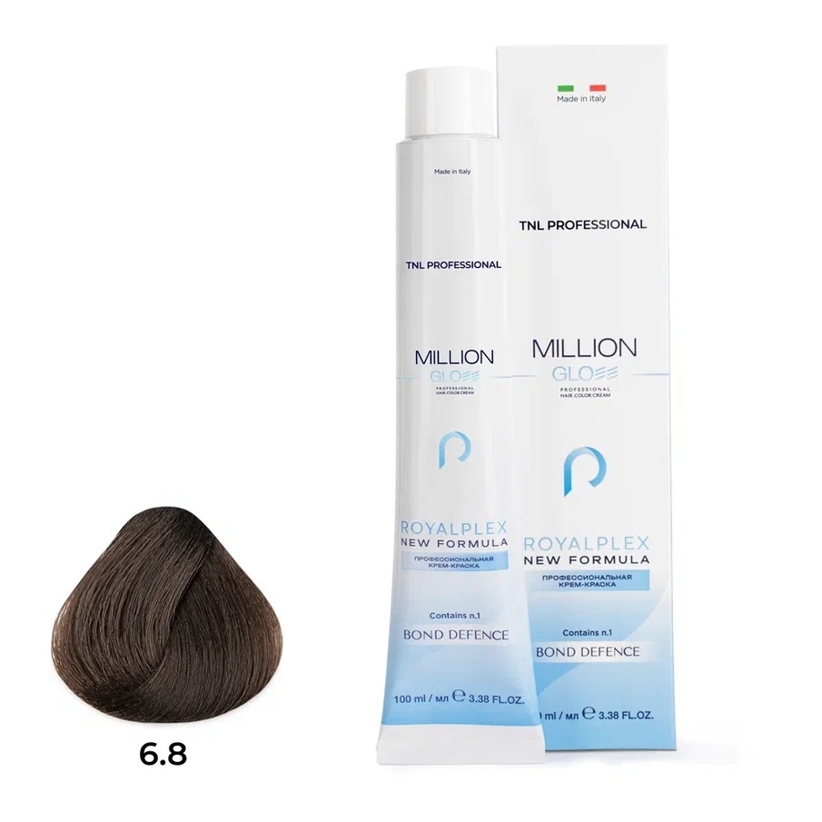 Профессиональные краски для волос:  TNL PROFESSIONAL -  Крем-краска для волос Million Gloss 6.8 Темный блонд капучино  (100 мл)