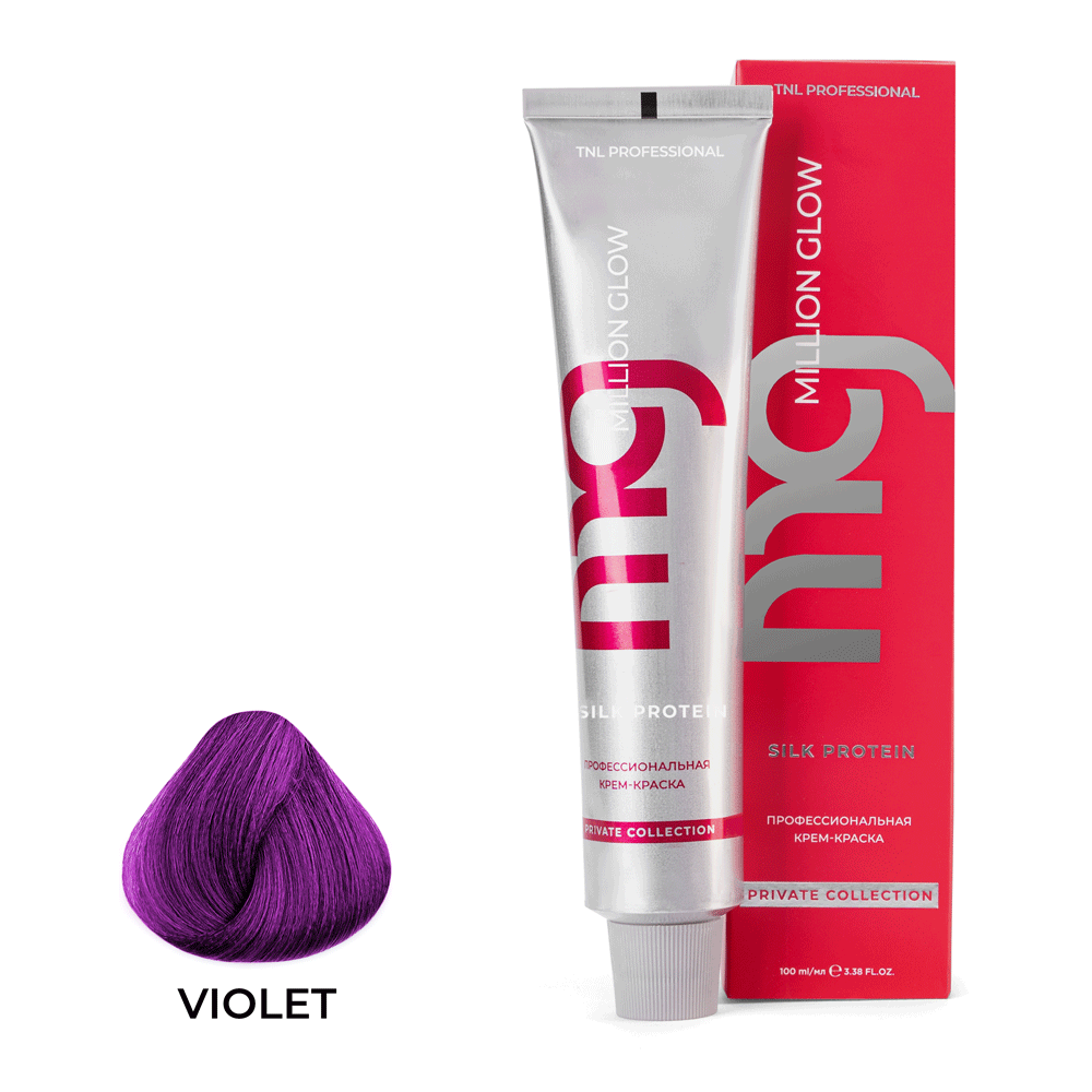 Корректоры краски для волос:  TNL PROFESSIONAL -  Фиолетовый корректор Крем-краска для волос TNL Million glow Private Silk protein, 100 мл