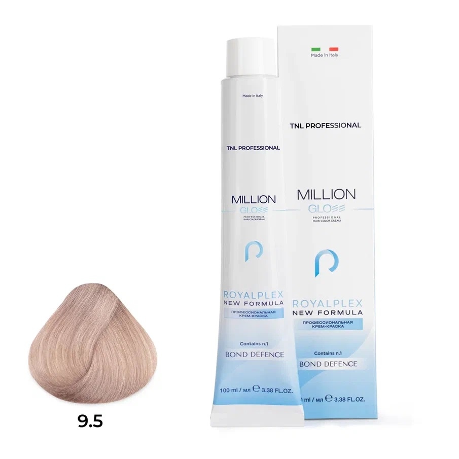 Профессиональные краски для волос:  TNL PROFESSIONAL -  Крем-краска для волос Million Gloss 9.5 Блонд махагоновый  (100 мл)