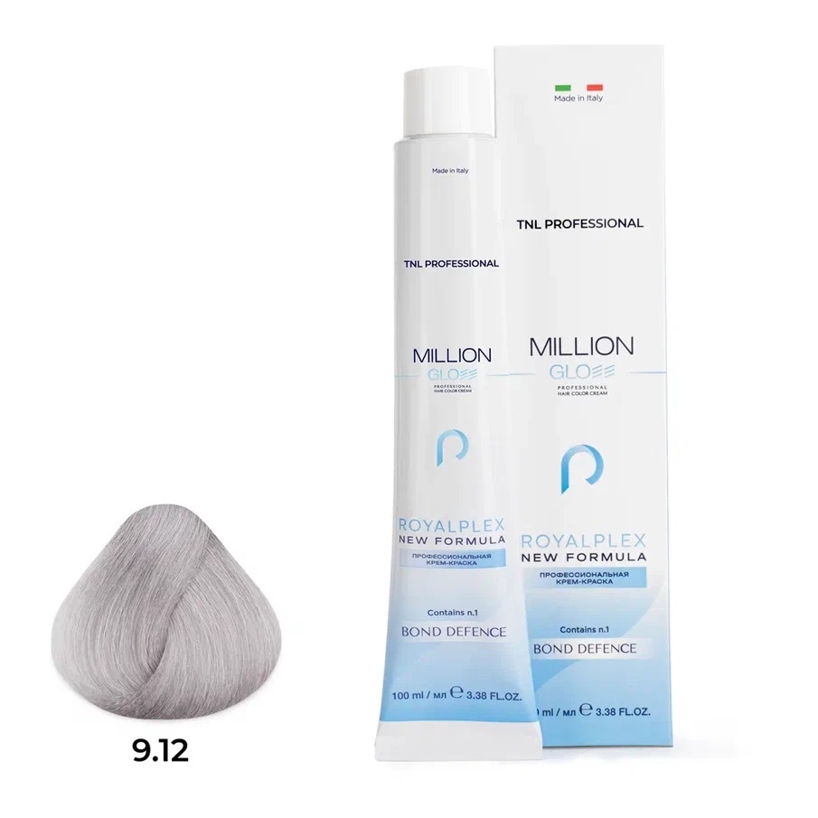 Профессиональные краски для волос:  TNL PROFESSIONAL -  Крем-краска для волос Million Gloss 9.12 Очень светлый блонд пепельный перламутр  (100 мл)