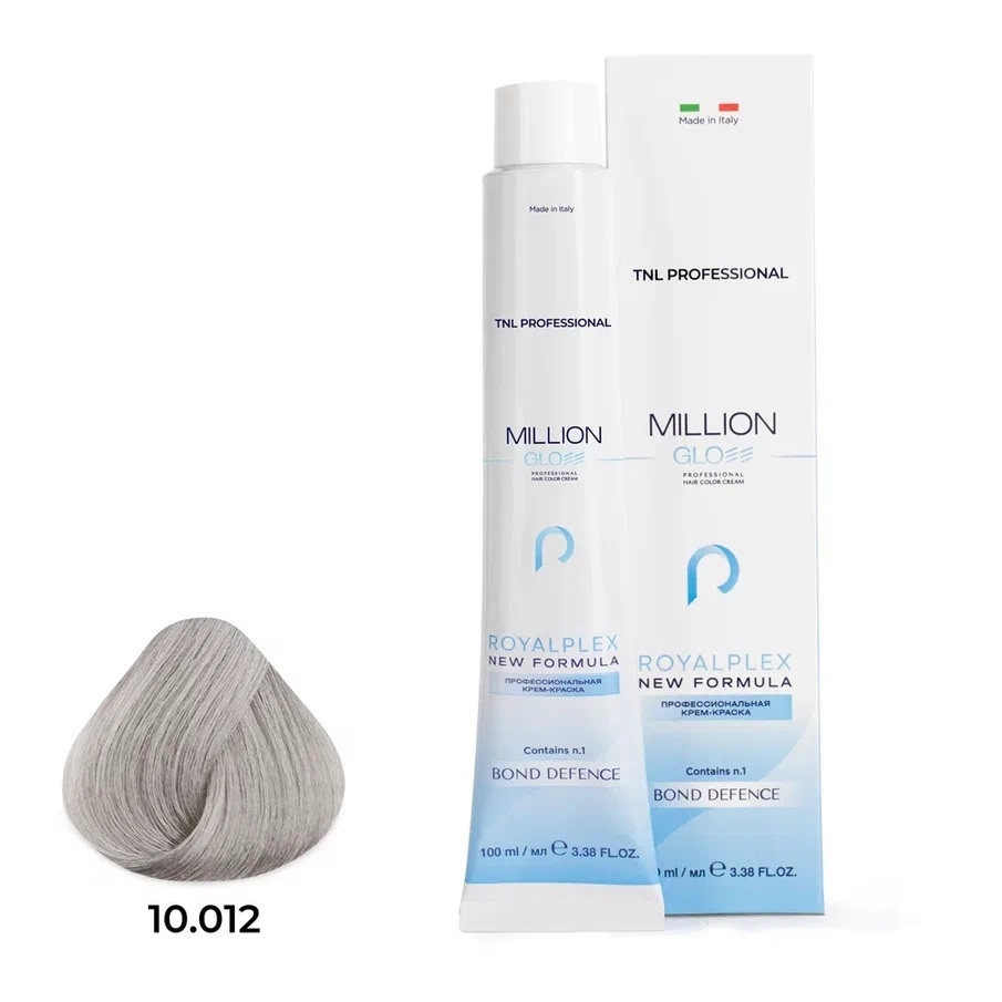 Профессиональные краски для волос:  TNL PROFESSIONAL -  Крем-краска для волос Million Gloss 10.012 Платиновый блонд прозрачный пепельный перламутр (100 мл)