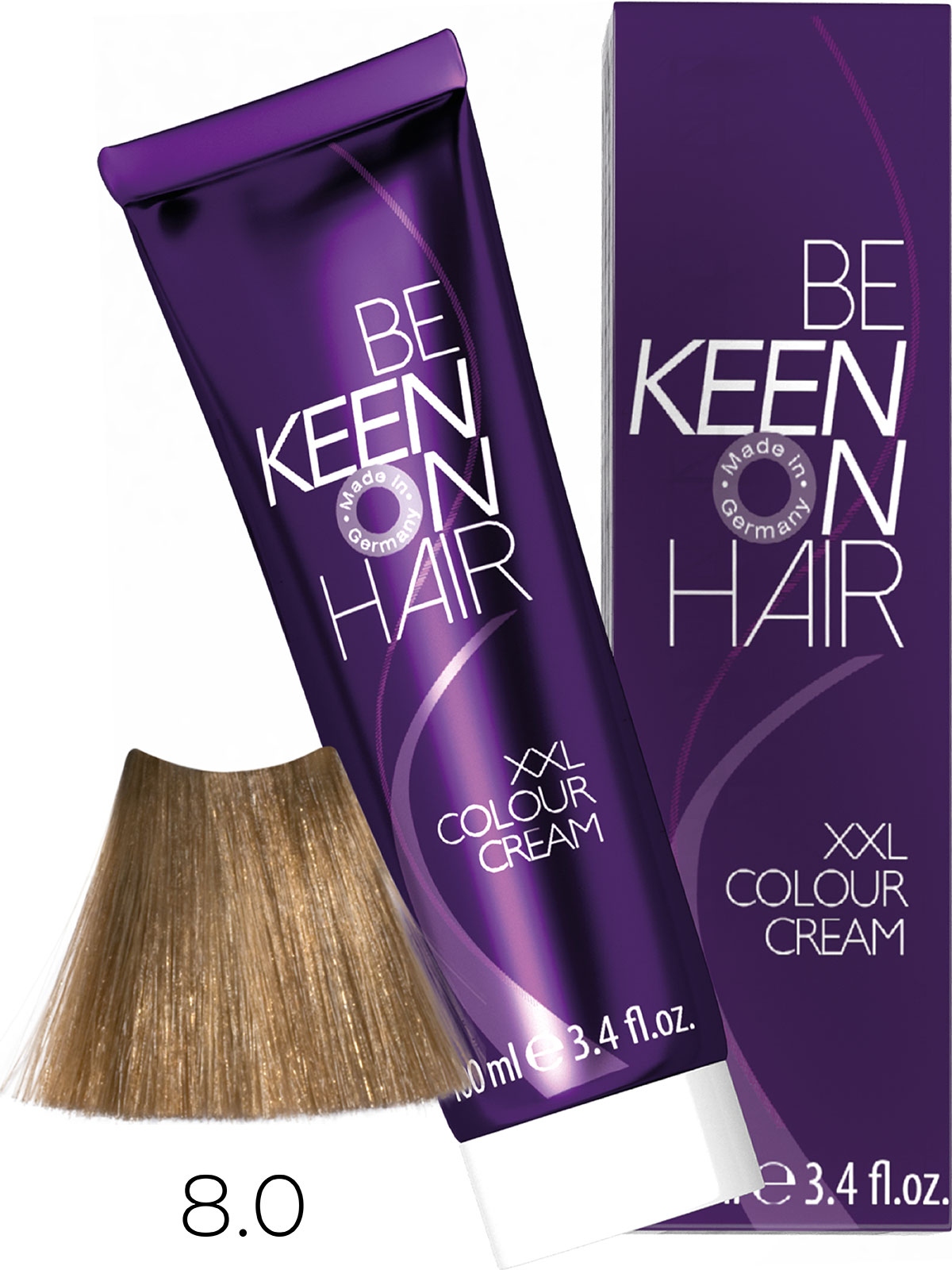 Оттеночные красители:  KEEN -  Крем-краска для волос KEEN COLOUR CREAM XXL 8.0 Блондин Blond