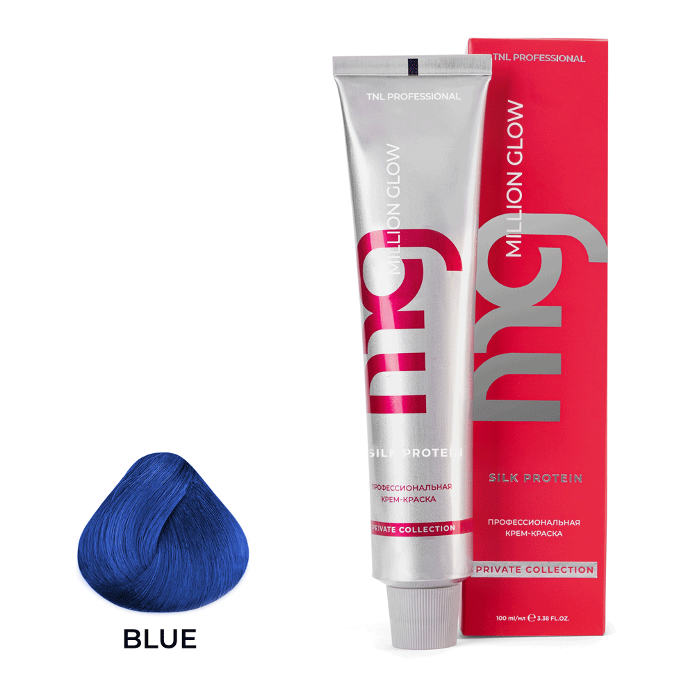 Корректоры краски для волос:  TNL PROFESSIONAL -  Синий корректор Крем-краска для волос TNL Million glow Private Silk protein, 100 мл