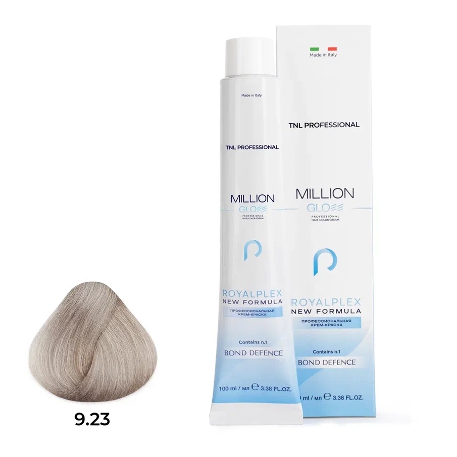 Профессиональные краски для волос:  TNL PROFESSIONAL -  Крем-краска для волос Million Gloss 9.23 Очень светлый блонд перламутр. золотистый (100 мл)
