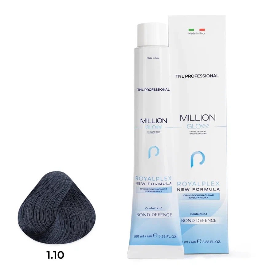 Профессиональные краски для волос:  TNL PROFESSIONAL -  Крем-краска для волос Million Gloss 1.10 Иссиня-черный (100 мл)