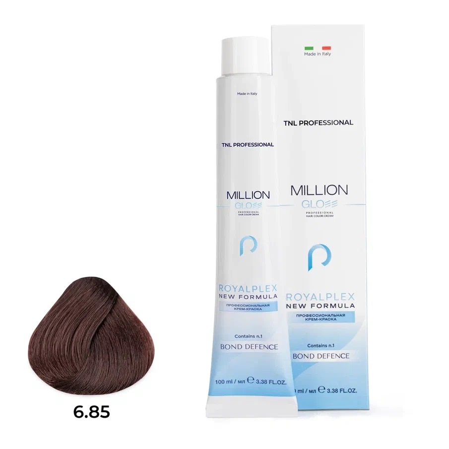 Профессиональные краски для волос:  TNL PROFESSIONAL -  Крем-краска для волос Million Gloss 6.85 Темный блонд коричневый махагоновый (100 мл)